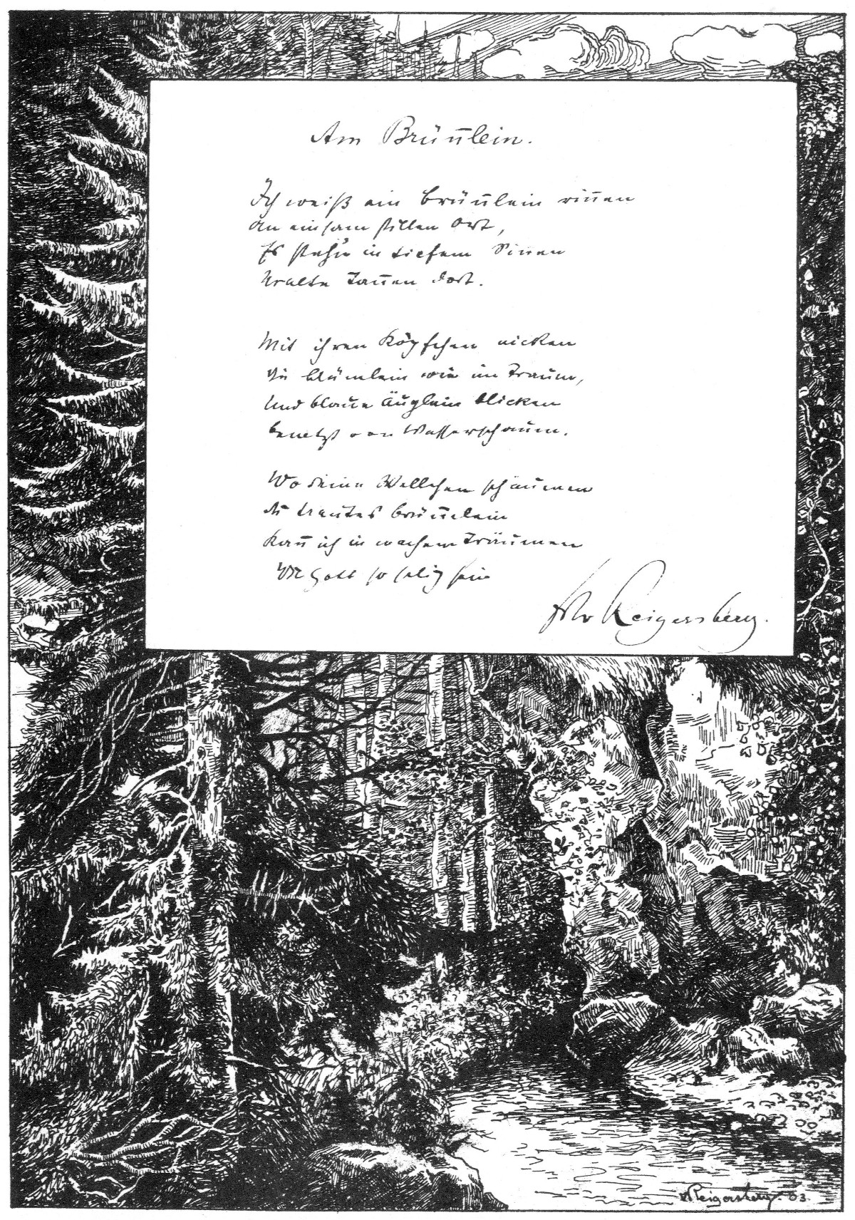 Am Brünnlein Zeichnung