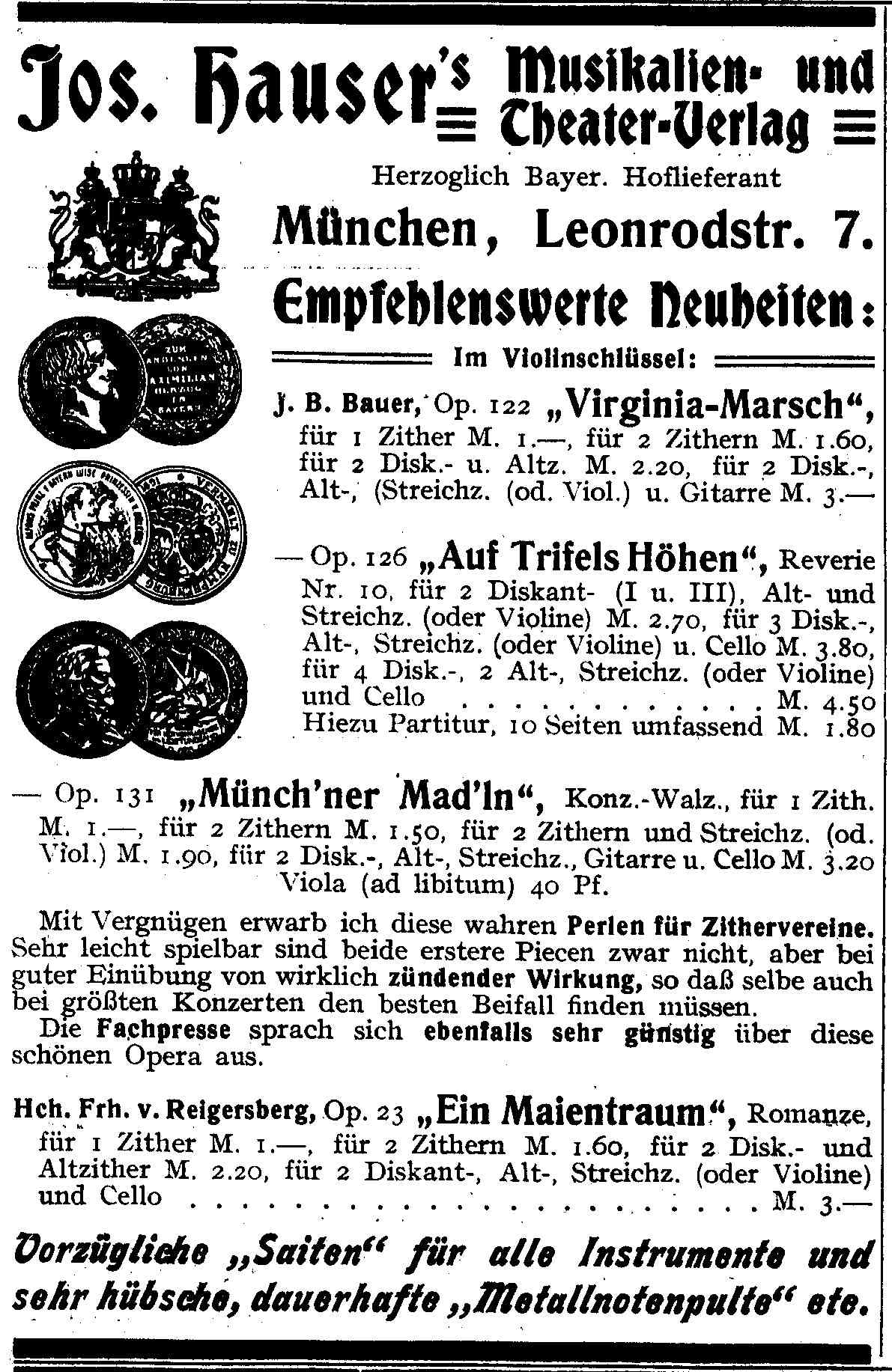 Annonce Hauser EvG 1911