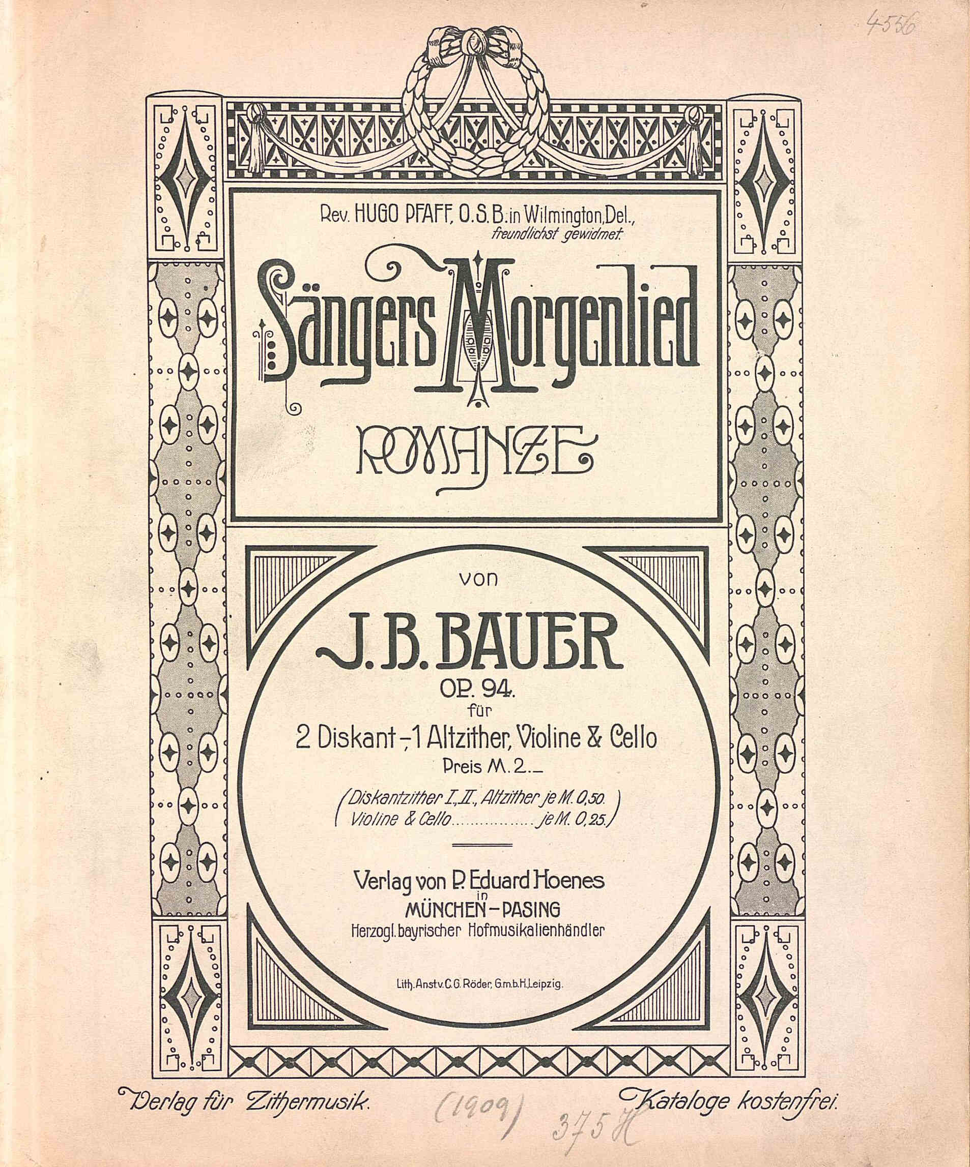 Bauer Titelblatt Sängers Morgenlied