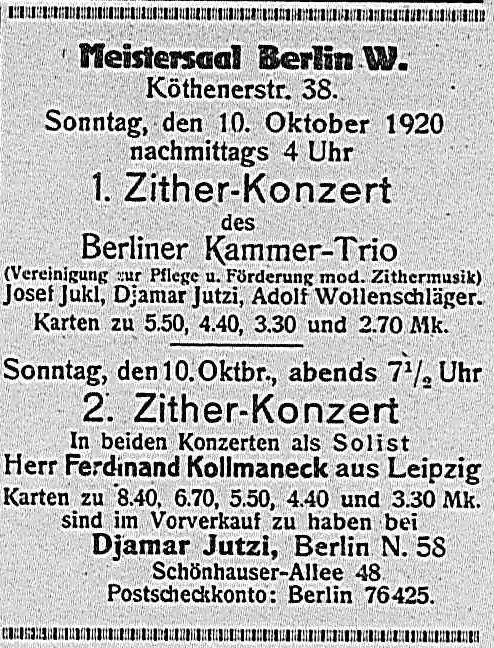 Annonce Konzert Berliner Kammer Trio