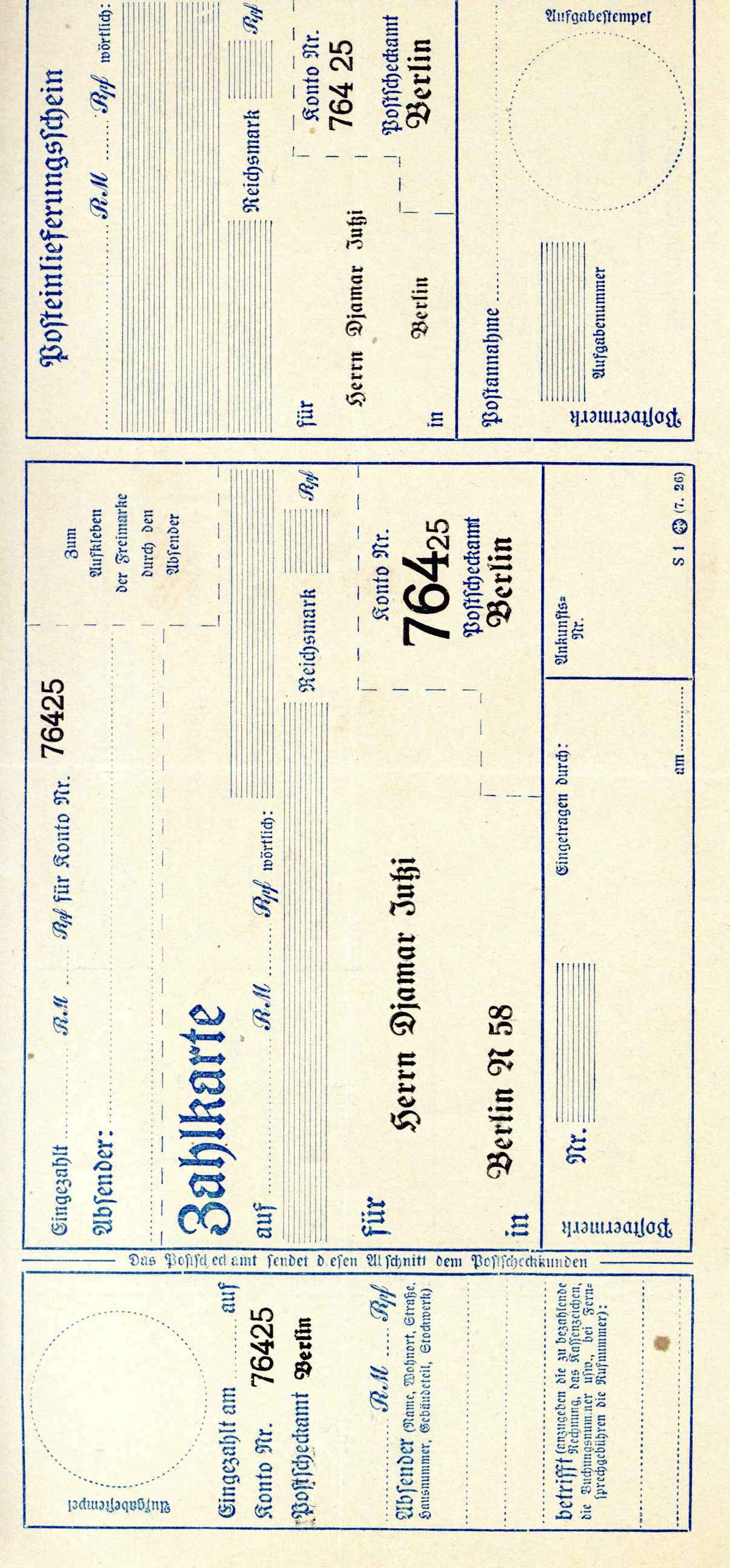 Zahlkarte Jutzi vorne